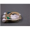 Image 8 : 14K Yellow Gold Ring w/ Pearls, Opals & Clear Stones Sz 6 1/4-Marked w/ Double Loop Weight: 11.3 Gra