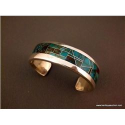 Turquoise & Sterling Silver Bracelet Marked Studio GL Weight: 66.1 Grams Retail: $995.00