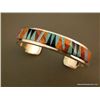 Image 1 : Silver Silver, Orange Inlay Bracelet Marked Calvin Begay Weight: 46.1 Grams Retail: $600.00
