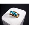 Image 2 : 14KYG Ring w/ Turquoise Inlay Marked AT, Size 9 3/8 Weight: 9.5 Grams Retail: $1,758.00