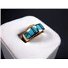 Image 3 : 14KYG Ring w/ Turquoise Inlay Marked AT, Size 9 3/8 Weight: 9.5 Grams Retail: $1,758.00