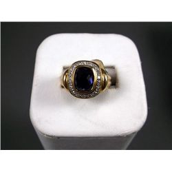 18KYG Ring w/ Large Blue Gem & Diamonds Marked CS, Size 6 3/4 Weight: 11.8 Grams Retail: $3,270.00