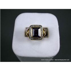 18K Yellow Gold Designer Ring w/ Amethyst and Diamonds Sz-7 Weight: 11.5 Grams Retail: $3,035.00