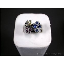 18KWG Multi-Color Gem Fashion Ring Marked CS Weight: 11.2 Grams Retail: $3285.00