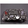 Image 2 : Sterling Silver Sand Cast Belt Buckle w/ Coral Stone-Marked Alex Sanchez Weight: 70.4 Grams Retail: 