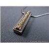 Image 5 : Sterling Silver Chain w/ 14K Yellow Gold on Sterling Silver Pendant w/ Diamonds-Marked De Acoma Weig