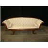 Image 1 : Early American Burled Walnut Provincial Style Cream Colored Upholstered Sofa