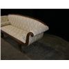 Image 3 : Early American Burled Walnut Provincial Style Cream Colored Upholstered Sofa