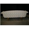 Image 4 : Early American Burled Walnut Provincial Style Cream Colored Upholstered Sofa