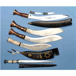 Five Indian Blades, Including 4 Kukris