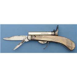Extremely Fine Unwin & Rodgers Non-XLL Knife Self Protector Pistol with Stag Scales and Acid Etched