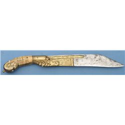 Sri-Lankan Piha-Kaetta Knife with Carved Ivory Grips