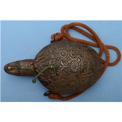 Elaborately Carved Hardwood Powder Flask