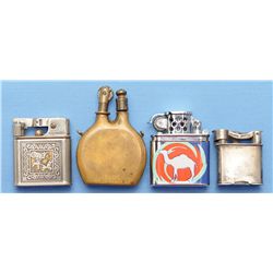 Three WWI Style Trench Lighters and 1 Contemporary Camel Lighter