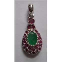 3.750g Pendant of Emerald and Ruby in Silver