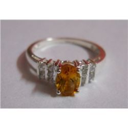 2.650g Ring of Citrine & CZ Sterling Silver