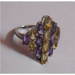 3.950g Ring of Citrine and Amethyst Sterling Silver