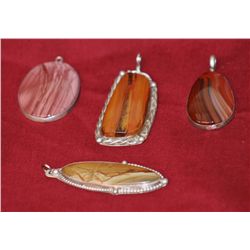 Beautiful Set of 4 Stone And Silver Pendants;