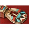 Image 2 : Sterling Silver and Inlay Belt Buckle,