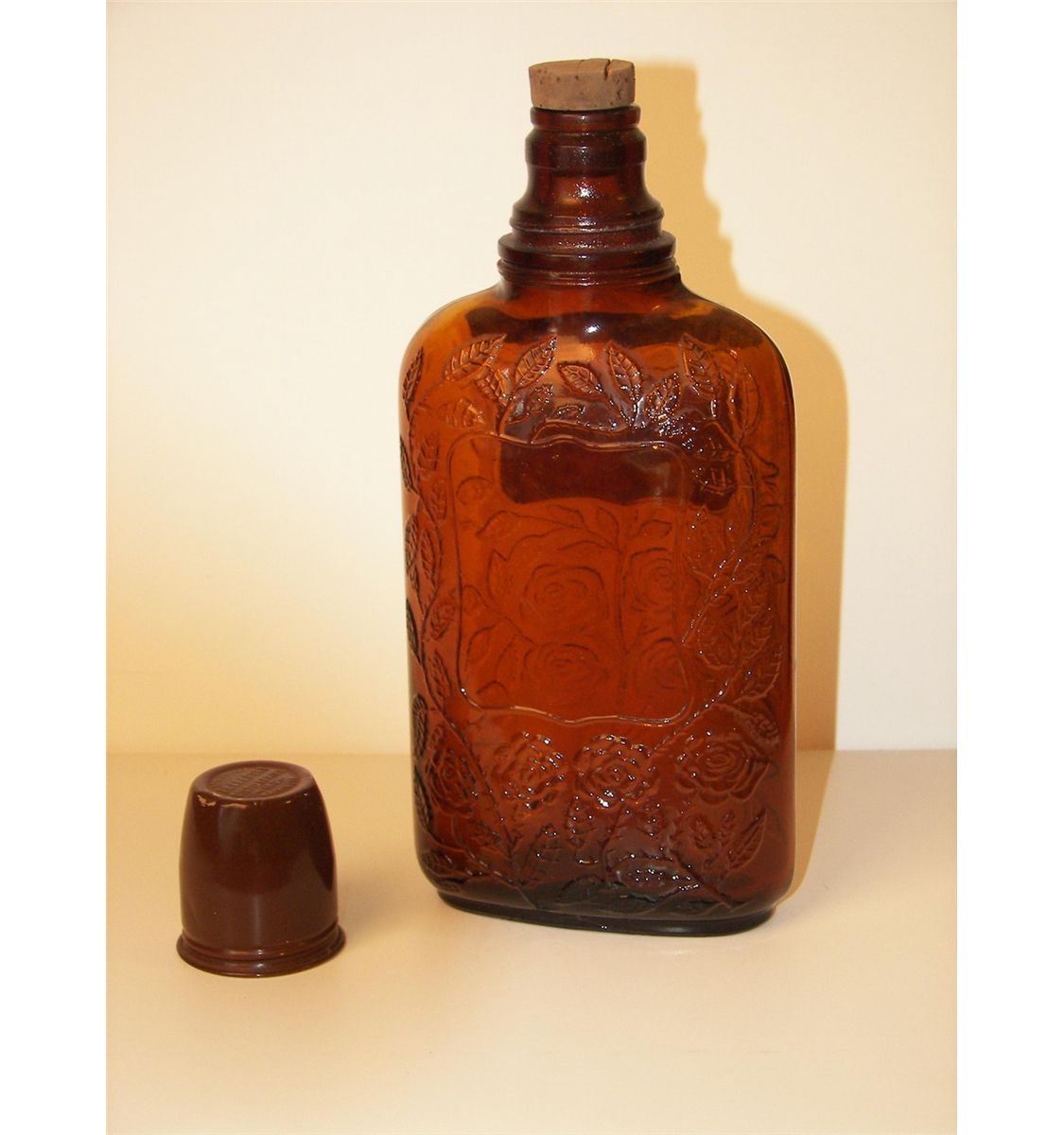 Four Roses Amber Whiskey Bottle, Vintage Flask