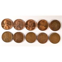 10 LINCOLN CENTS (21-S,22-D,23-S,25-D,26-S,33-D,48-D,60 SD,66,67) GOOD-BU