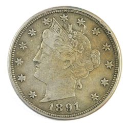 1891 LIBERTY NICKEL XF+ SCARCE