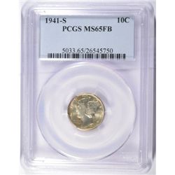 1941-S MERCURY DIME PCGS MS65 FB