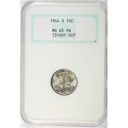 1944-S MERCURY DIME NGC MS65 FB