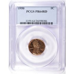 1950 LINCOLN ONE CENT PCGS PROOF 64 RED