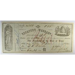 1862 $1 TEXAS TREASURY WARRANT NOTE AU