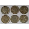 Image 1 : 6- 1913 TYPE 1 BUFFALO NICKELS "GRADING SET" (AG,GOOD,FINE,VF,XF,AU)
