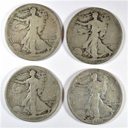 WALKING LIBERTY HALF DOLLAR LOT: 1921 GOOD, 1916-D G-VG, 1916 VG, 1916-S AG