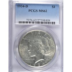 1934-D PEACE DOLLAR PCGS MS-62