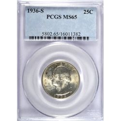 1936-S WASHINGTON QUARTER PCGS MS-65