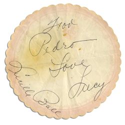 Lucille Ball Signature on Verso of a Paper Coaster