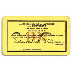 Milton Berle's Membership Card to The American Guild of Authors & Composers From 1962