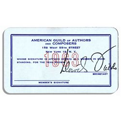 Milton Berle's Membership Card to The American Guild of Authors & Composers From 1963