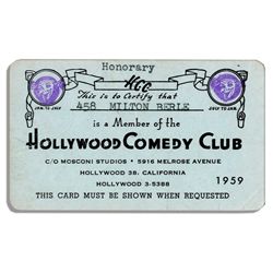 Milton Berle's Card From The Hollywood Comedy Club in 1959