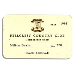 Milton Berle's Hillcrest Country Club Membership Card From 1962