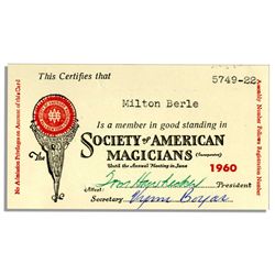 Milton Berle's Society of American Magicians Card From 1960