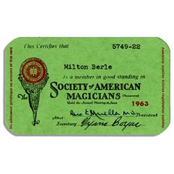 Milton Berle's Society of American Magicians Card From 1963