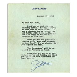 Academy Award-Winning Star Joan Crawford Typed Letter Signed -- ''... Thank you too for your kind re