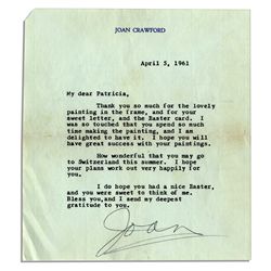 Joan Crawford 1961 Typed Letter Signed -- ''... I was so touched that you spend so much time making 