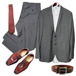 Brendan Fraser Screen-Worn Wardrobe From ''Furry Vengeance'' -- Suit & Tie, Shirt, T-Shirt, Belt & S