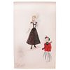 Image 1 : Screen Legend Mona Freeman Costume Sketch From the 1951 Film ''Darling How Could You!'' -- Drawn by 