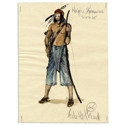 Costume Sketch From 1975 Epic ''The Man Who Would Be King'' -- Created & Signed by Legendary Hollywo