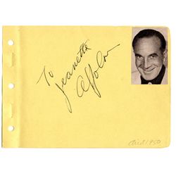 Al Jolson Signed Autograph Album Page