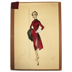 Bill Thomas' Costume Sketch of Shirley Jones From Her Early Film ''Never Steal Anything Small'' With