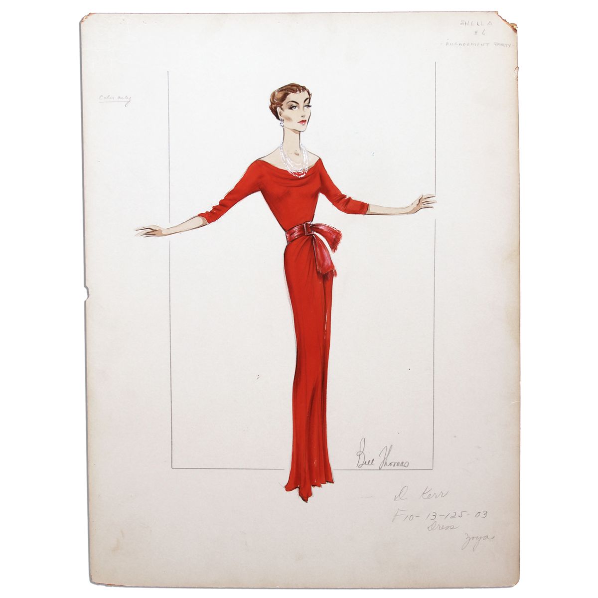 Original Costume Sketch of Screen Legend Deborah Kerr From the 1959 ...
