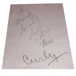 Signatures of All Three Stooges Including Curly Howard